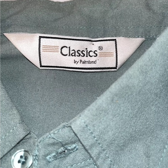 CLASSICS by Palmland GREEN cable knit COLLARED SHIRT Henley DAD GRANDPA VINTAGE - Picture 3 of 13